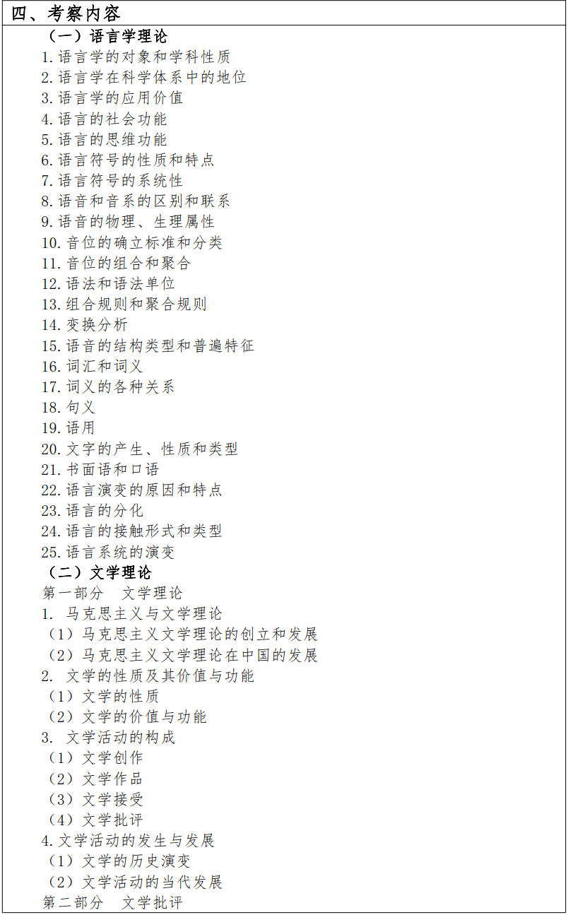 江汉大学2022年硕士研究生818语言与文学理论考试大纲