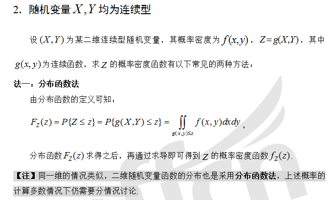 2022考研数学二维随机变量函数的分布：随机变量均为连续型
